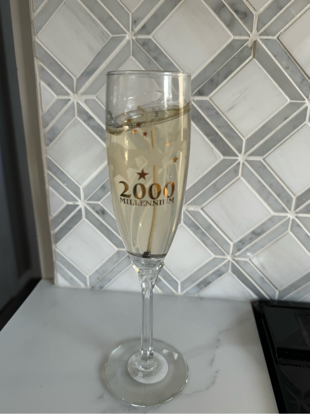 Vintage 2000 millennium champagne glass candle